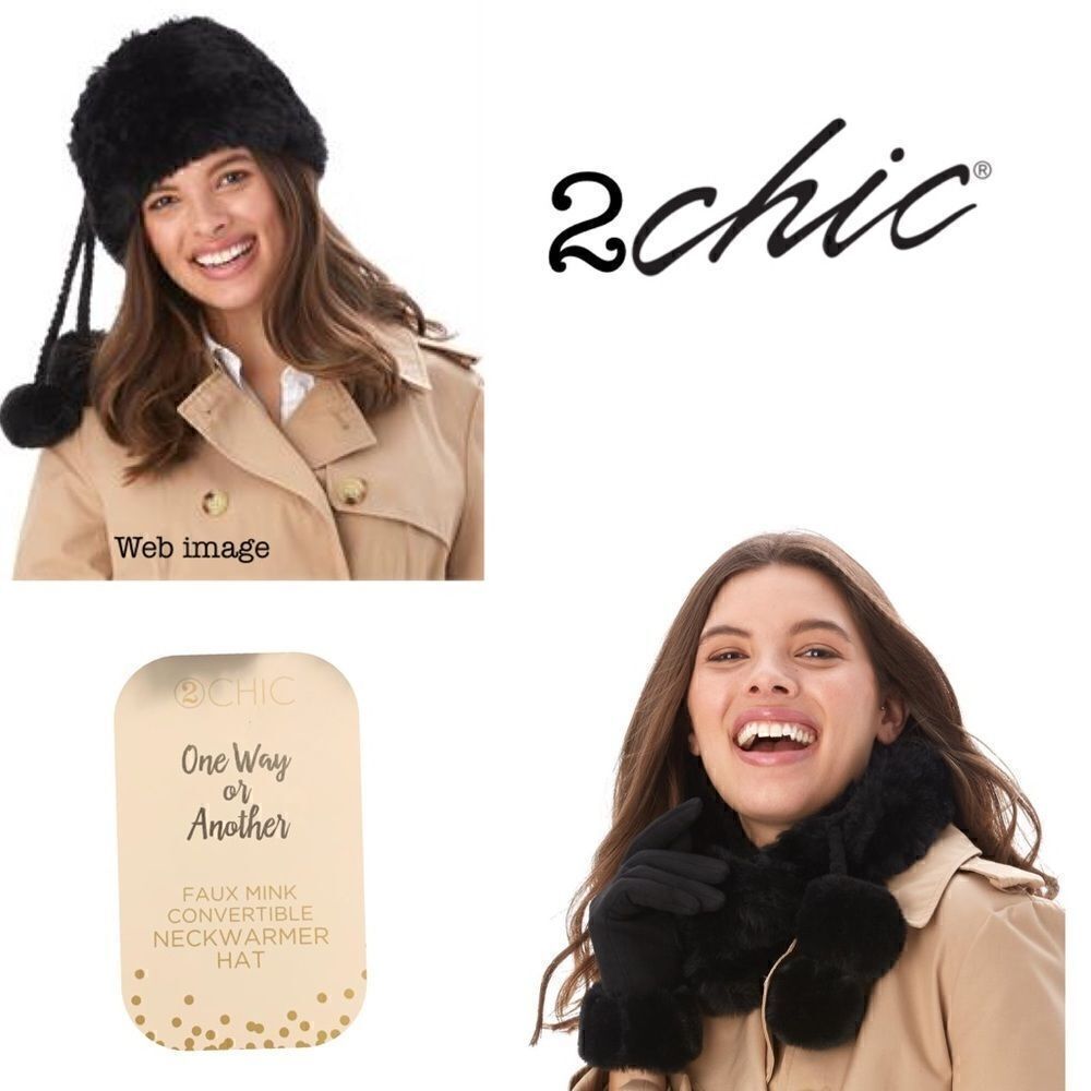 Chic faux mink convertible neck warme…